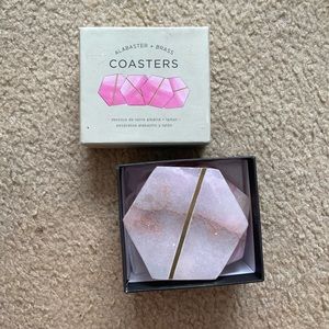 WEST ELM Pink Gold Alabaster Stone Coasters, Set of 4